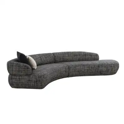 VIG Furniture Lakota - Modern Dark Grey Fabric Curved Sectional Sofa