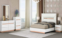 Spring Sale!!  Contemporary &amp; Chic White lacquer Bedroom set is w/Gold Accent