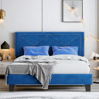 House of Hampton Upholstered Platform Bed With Rivet Design And Headboard