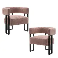 Latitude Run® Machai Fabric Upholstered Armchair Full Assembled Open Back Accent Chair Vanity Chair 3 Metal Legs