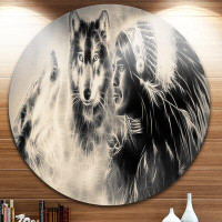 Made in Canada - Design Art 'Indian Warrior with Wolves' Graphic Art Print on Metal