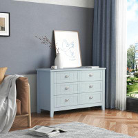 Wildon Home® 6 Drawer Dresser BAR CABINET Side Cabinet,Buffet Sideboard,Buffet Service Counter, Solid Wood Frame