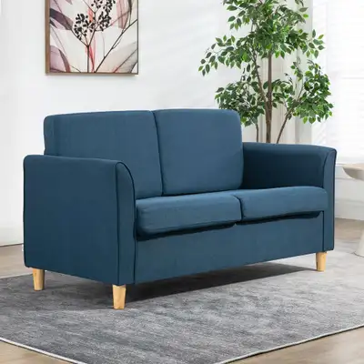 double sofa 55.5" W x 27.6" D x 30.7" H Blue