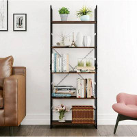 17 Stories 17 Stories 62.2'' Bookshelves And Bookcase, 5 Tier Display Shelves With Metal Frame For Living Room Office, V