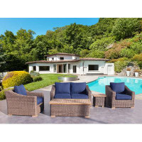 Wildon Home® Courtyard Casual Tivoli 4 Pc Loveseat Set Includes: One Loveseat, One Coffee Table & Two Club Chairs