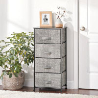 mDesign mDesign Tall Dresser Storage Tower Stand with 4 Fabric Drawers