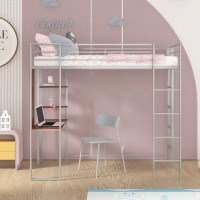 Mason & Marbles Brinley Twin Steel Loft Bed with Built-in-Desk and Shelves by Mason & Marbles