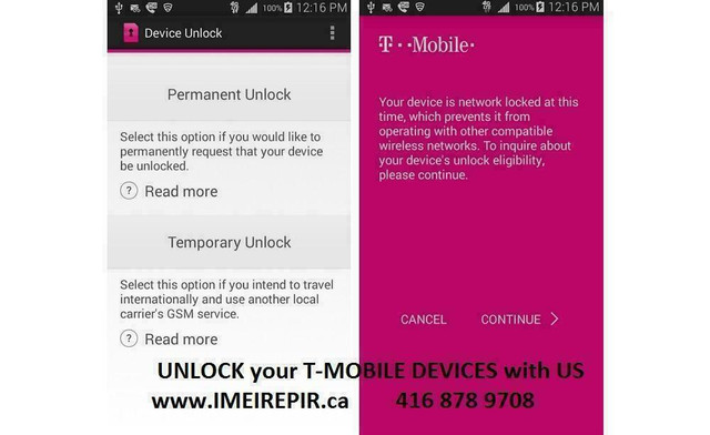 T-Mobile SIM App Unlock Samsung S10 Note 9 Note 8 S8 S7 S6 all Supported within few mins (tmobile app unlocking) in Cell Phone Services in Toronto (GTA) - Image 2