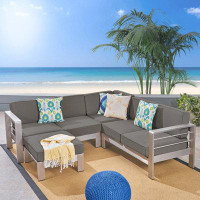 Wade Logan Caggiano 80.85" Wide Outdoor Reversible Patio Sectional with Cushions