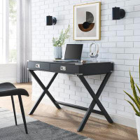 Toeasliving Computer Desk with Storage, Solid Wood Desk with Drawers