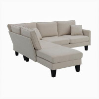 Ebern Designs Sectional Sofa,5-Seat Practical Couch Set with Chaise Lounge and 3 Pillows