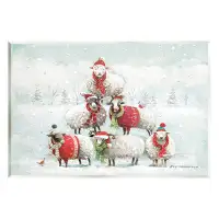 Stupell Industries Stupell Industries Winter Sheep Snowy Farm Animals Framed Floater Canvas Wall Art By Roy Thompson