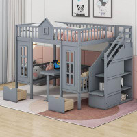 Cosmic Full Over Full Bunk Bed With Changeable Table, Turn Into Upper Bed And Down Desk
