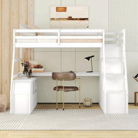 Harriet Bee Twin Size Loft Bed With 7 Drawers 2 Shelves And Desk