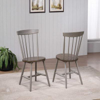 August Grove Calmas Dining Chair, Set of 2, Oak/Grey