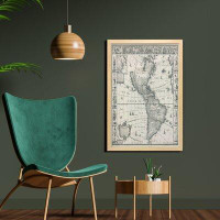 East Urban Home Ambesonne World Map Wall Art With Frame, Antique Map America In 1600S World In Medieval Time Era In Retr