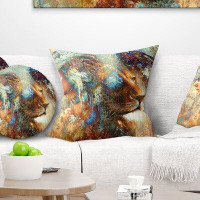 East Urban Home Indian Woman Collage with Lion Pillow
