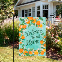 Northlight Seasonal Welcome To Our Home Oranges Outdoor Garden Flag 12.5" X 18"
