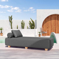 Hokku Designs Alvy Outdoor Chaise Sun Lounger with Maple Feet