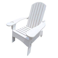Highland Dunes Outdoor Or Indoor Wood Adirondack Chair With An Hole To Hold Umbrella On The Arm