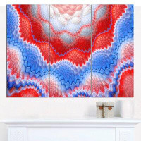 Design Art 'Red Blue Snake Skin Flower' Graphic Art Print Multi-Piece Image on Canvas