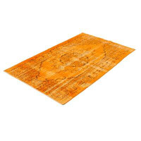Isabelline One-of-a-Kind Overdyed Hand-Knotted 1980s Light Orange 4'8" x 8' Wool Area Rug