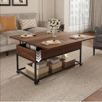 17 Stories Wootten Lift Top Extendable Wheel Coffee Table with Storage