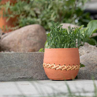 Foreside Home & Garden Cane Weave Terracotta Pot Planter