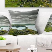 Made in Canada - East Urban Home Seashore Icelandic Coast Under Dark Cloud Pillow