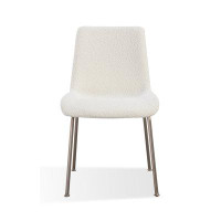 Ivy Bronx Lynum Upholstered Dining Chair In Cottage Cheese Boucle And Brushed Nickel Metal