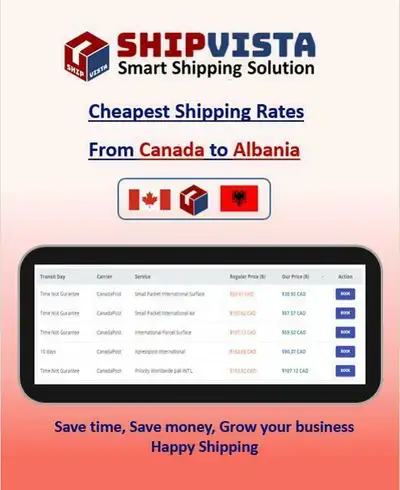 ShipVista provides the cheapest shipping rates from Canada to Albania. Whether you are an individual...