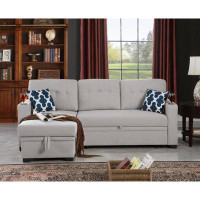 Ebern Designs 82" Width Sectional With Storage Chaise And Cupholder Armrest