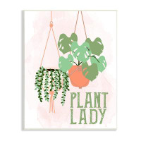 Stupell Industries Casual Plant Lady Hanging Green Potted Vegetation  Wall Plaque Art By Kim Allen