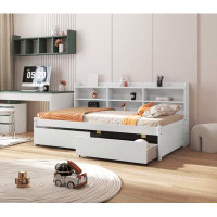 OPTIONS Bed With Side Bookcase And Drawers