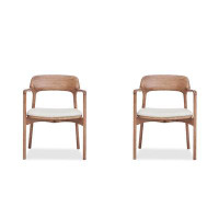 WONERD 31.50" Brown Solid back side Chair(Set of 2)