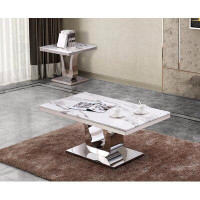 Everly Quinn Maidste Marble 2 Piece Coffee Table Set