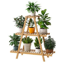 Arlmont & Co. Plant Stand Indoor, 3 Tier 8 Potted Flower Holder Ladder Plant Rack,Nature