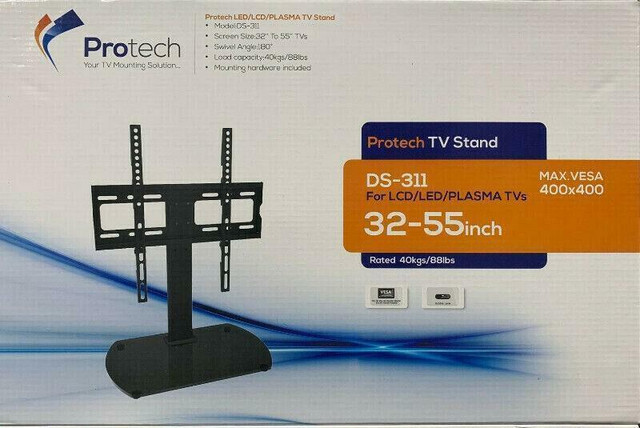 UNIVERSAL TABLE TOP TV STAND, TABLE MOUNT, TV STAND BRACKET, SCREEN BRACKET 32 INCH TV TO 55 INCH TV $39.99 in Video & TV Accessories in Oshawa / Durham Region