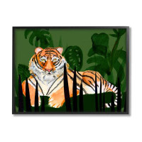 Stupell Industries Tiger Tropical Plants Nature Grey Framed Giclee Art By Alicia Ludwig