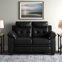 Three Posts Bardem 59'' Faux Leather Pillow Top Arm Loveseat
