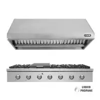 NXR Professional Ranges Liquid Propane 48" Professional Style Gas Cooktop With 6-Burners With Griddle In Stainless Steel