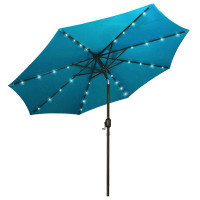Arlmont & Co. 9 ft Solar Umbrella 32 LED Lighted Patio Umbrella Table Market Umbrella with Tilt and Crank