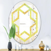 East Urban Home Hand drawn Flowers on Background Hexagon Star Cottage Americana Frameless Wall Mirror