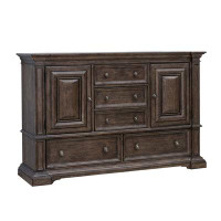 Pulaski Furniture Woodbury 5-Drawer Dresser with Cabinets in Cowboy Boots Brown
