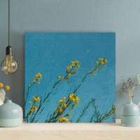 Red Barrel Studio Yellow Flowers On Tall Plants Under Blue Sky - 1 Piece Rectangle Graphic Art Print On Wrapped Canvas