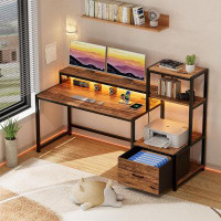 Latitude Run® Jamson L-Shaped Desk with Built in Outlets