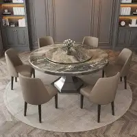 PEPPER CRAB Light luxury marble table high-end Italian modern simple round table and chair combination