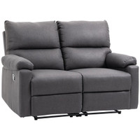 LOVESEAT RECLINER SOFA, 2 SEATER RECLINING CHAIR WITH FOOTREST AND SPLIT BACKREST, DARK GREY