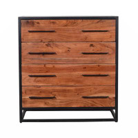 Millwood Pines Handmade Dresser With Grain Details And 4 Drawers, Brown And Black