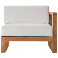 AllModern Cambridge Teak Wood Right Arm Patio Chair with Cushions